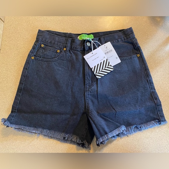 NWT Free People X Sandrine Rose Oversized Slouchy Fringe Hem Bermuda Jean Shorts - Picture 5 of 9